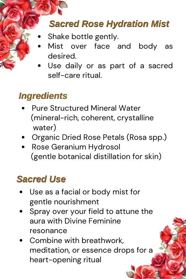 Sacred Rose Botanical Aura Mist - Hand-Crafted Rose Petal Aromatic Spray - Glass Bottle - Small-Batch Artisan Made in Tennessee - Gift