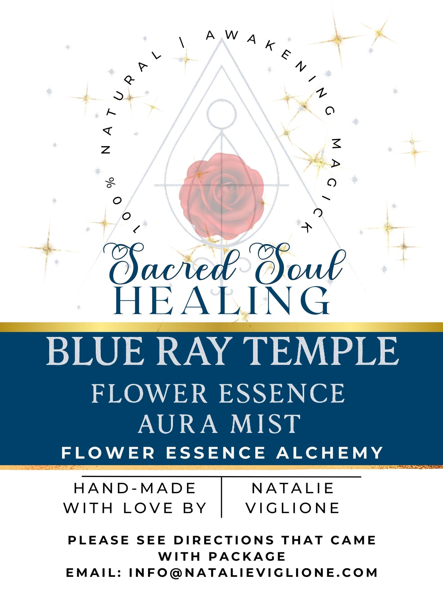 Blue Ray Temple Botanical Aura Mist - Hand-Crafted Floral Aromatic Spray with Biodynamic Brandy - Glass Bottle - Made in Tennessee - Artisan Gift