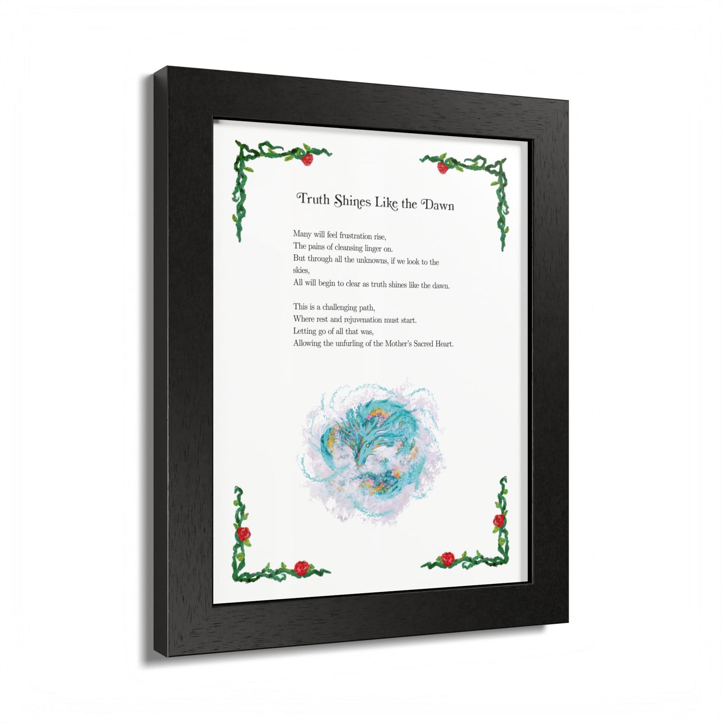 Framed Poetry Art Print by Natalie Viglione - "Truth Shines Like the Dawn" - 8x10 inch Wooden Frame with Acrylic Cover - Made to Order Wall Art