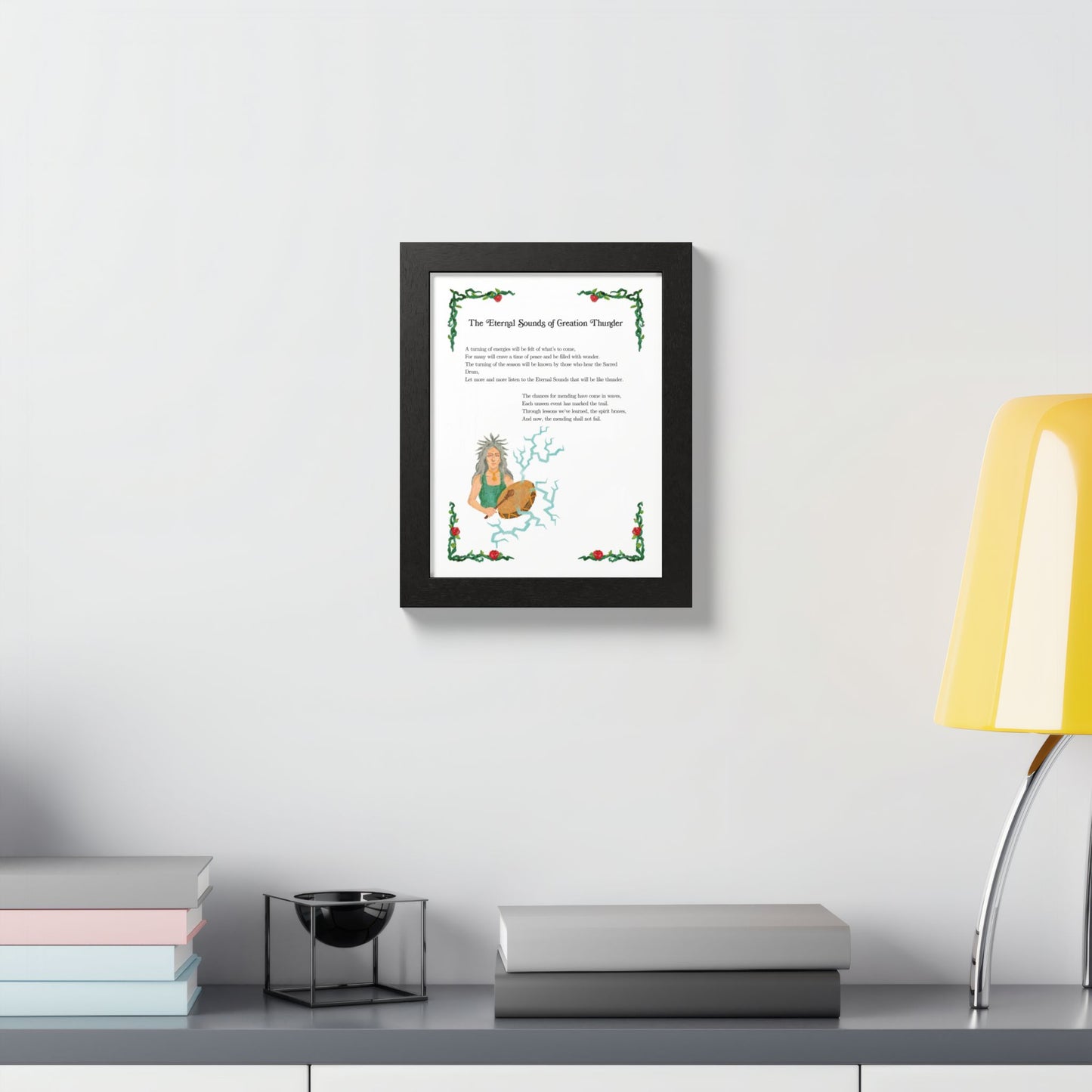 Framed Poetry Art Print by Natalie Viglione - "The Eternal Sounds of Creation Thunder" - 8x10 inch Wooden Frame - Designed in Tennessee Wall Art