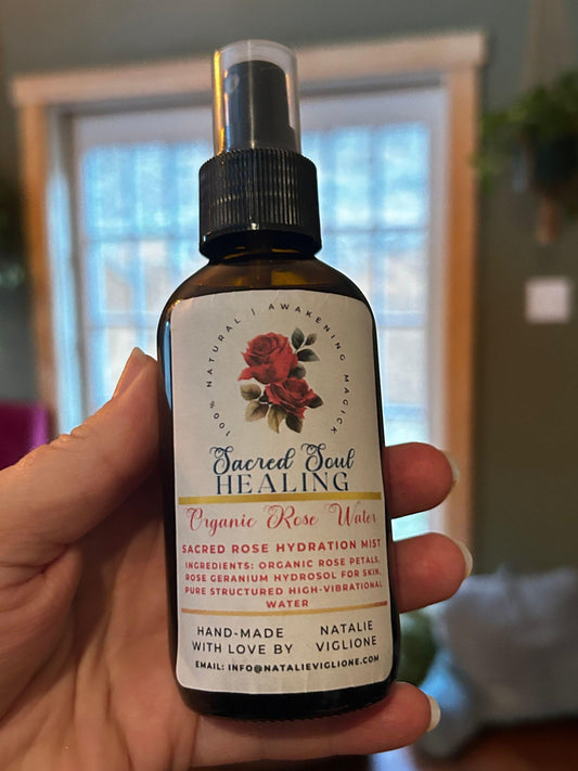 Sacred Rose Botanical Aura Mist - Hand-Crafted Rose Petal Aromatic Spray - Glass Bottle - Small-Batch Artisan Made in Tennessee - Gift