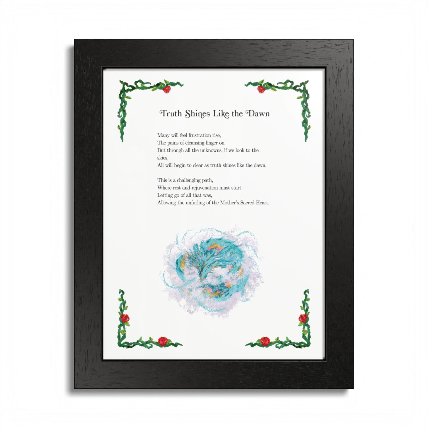 Framed Poetry Art Print by Natalie Viglione - "Truth Shines Like the Dawn" - 8x10 inch Wooden Frame with Acrylic Cover - Made to Order Wall Art