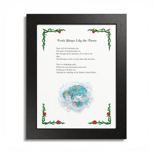 Framed Poetry Art Print by Natalie Viglione - "Truth Shines Like the Dawn" - 8x10 inch Wooden Frame with Acrylic Cover - Made to Order Wall Art