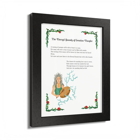 Framed Poetry Art Print by Natalie Viglione - "The Eternal Sounds of Creation Thunder" - 8x10 inch Wooden Frame - Designed in Tennessee Wall Art