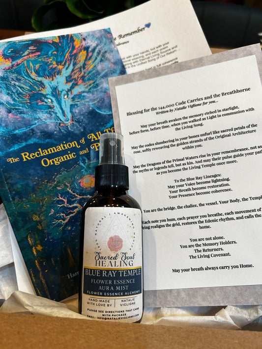 Signed Poetry Chapbook & Botanical Aura Mist Gift Set - Harmony Through the Blue Ray of Creation by Natalie Viglione - Hand-Crafted Limited Edition