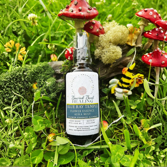 Blue Ray Temple Botanical Aura Mist - Hand-Crafted Floral Aromatic Spray with Biodynamic Brandy - Glass Bottle - Made in Tennessee - Artisan Gift