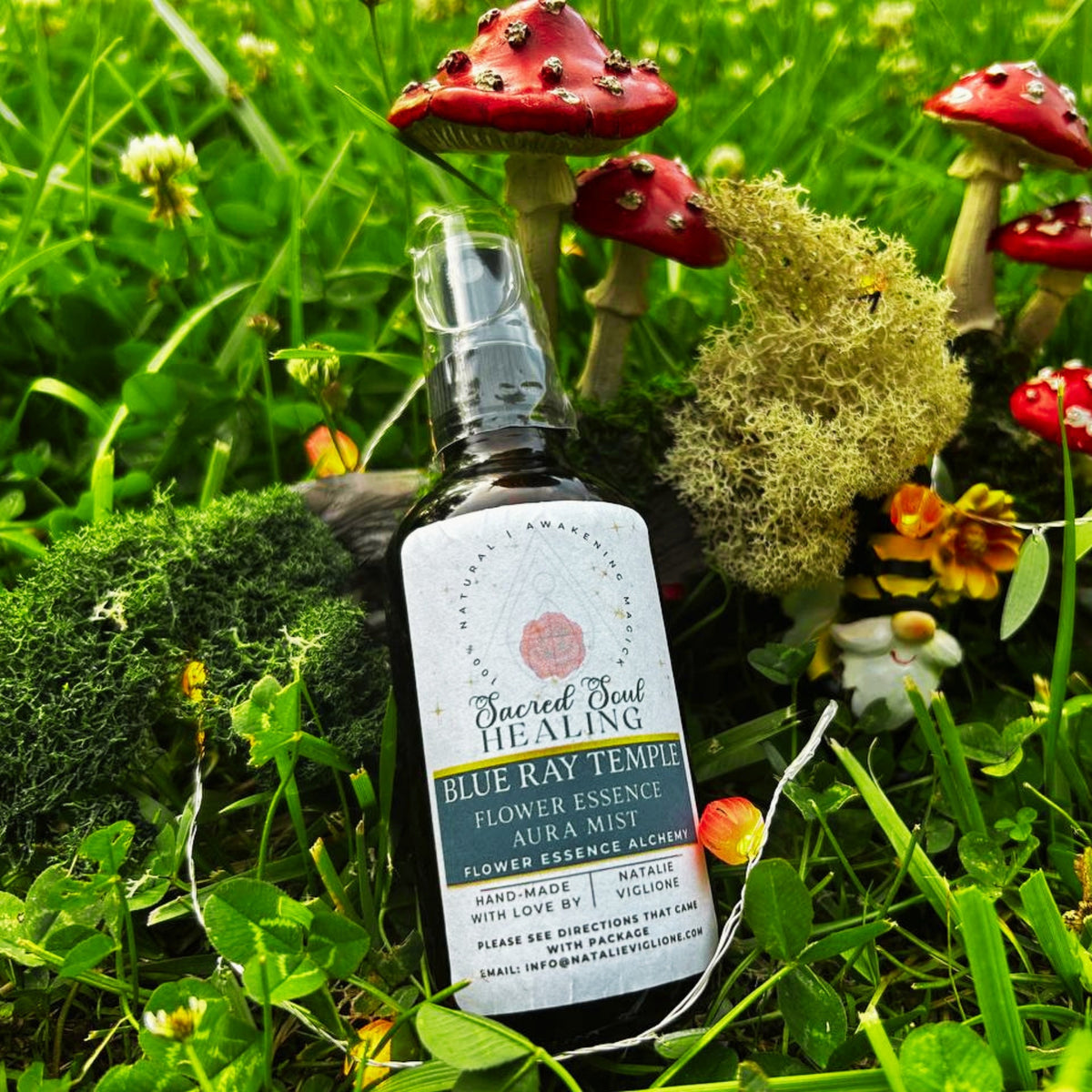 Blue Ray Temple Botanical Aura Mist - Hand-Crafted Floral Aromatic Spray with Biodynamic Brandy - Glass Bottle - Made in Tennessee - Artisan Gift