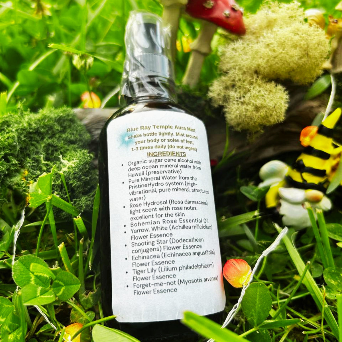 Blue Ray Temple Botanical Aura Mist - Hand-Crafted Floral Aromatic Spray with Biodynamic Brandy - Glass Bottle - Made in Tennessee - Artisan Gift