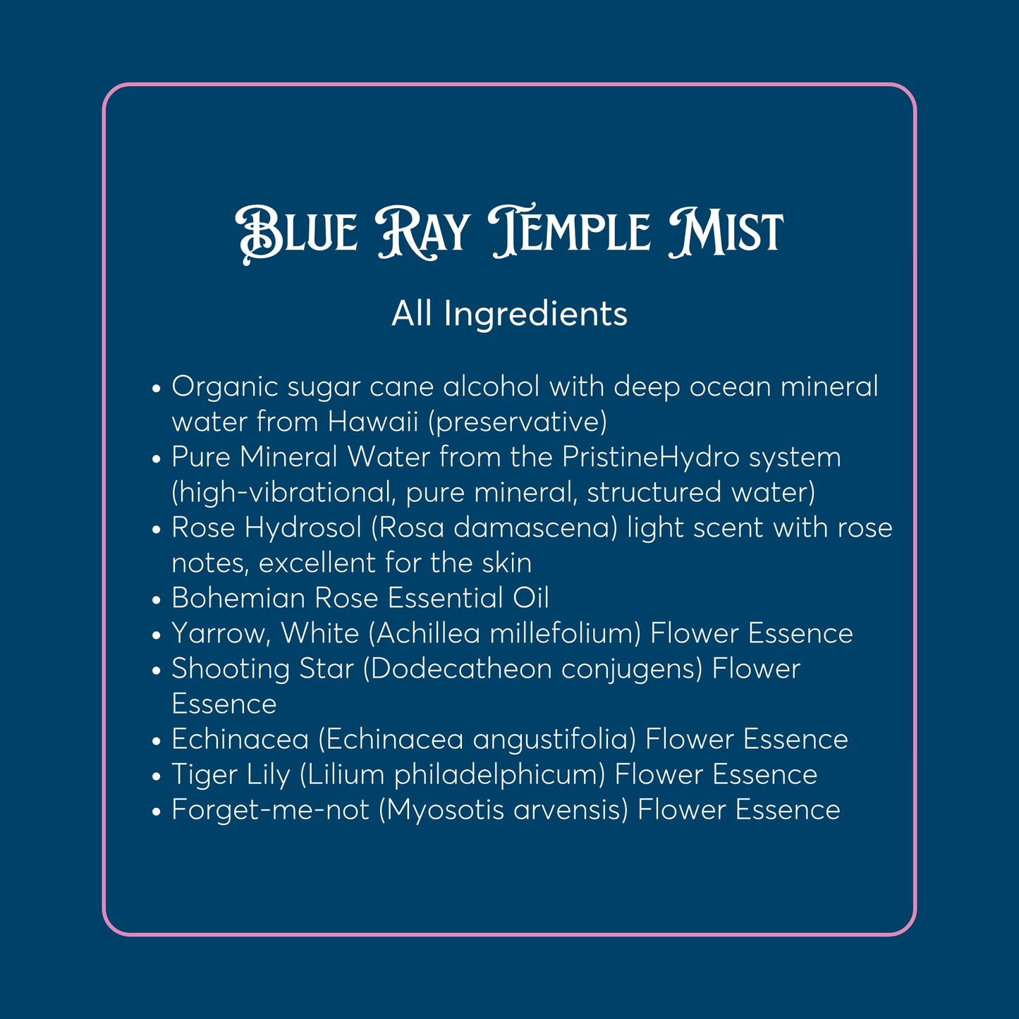 Blue Ray Temple Botanical Aura Mist - Hand-Crafted Floral Aromatic Spray with Biodynamic Brandy - Glass Bottle - Made in Tennessee - Artisan Gift