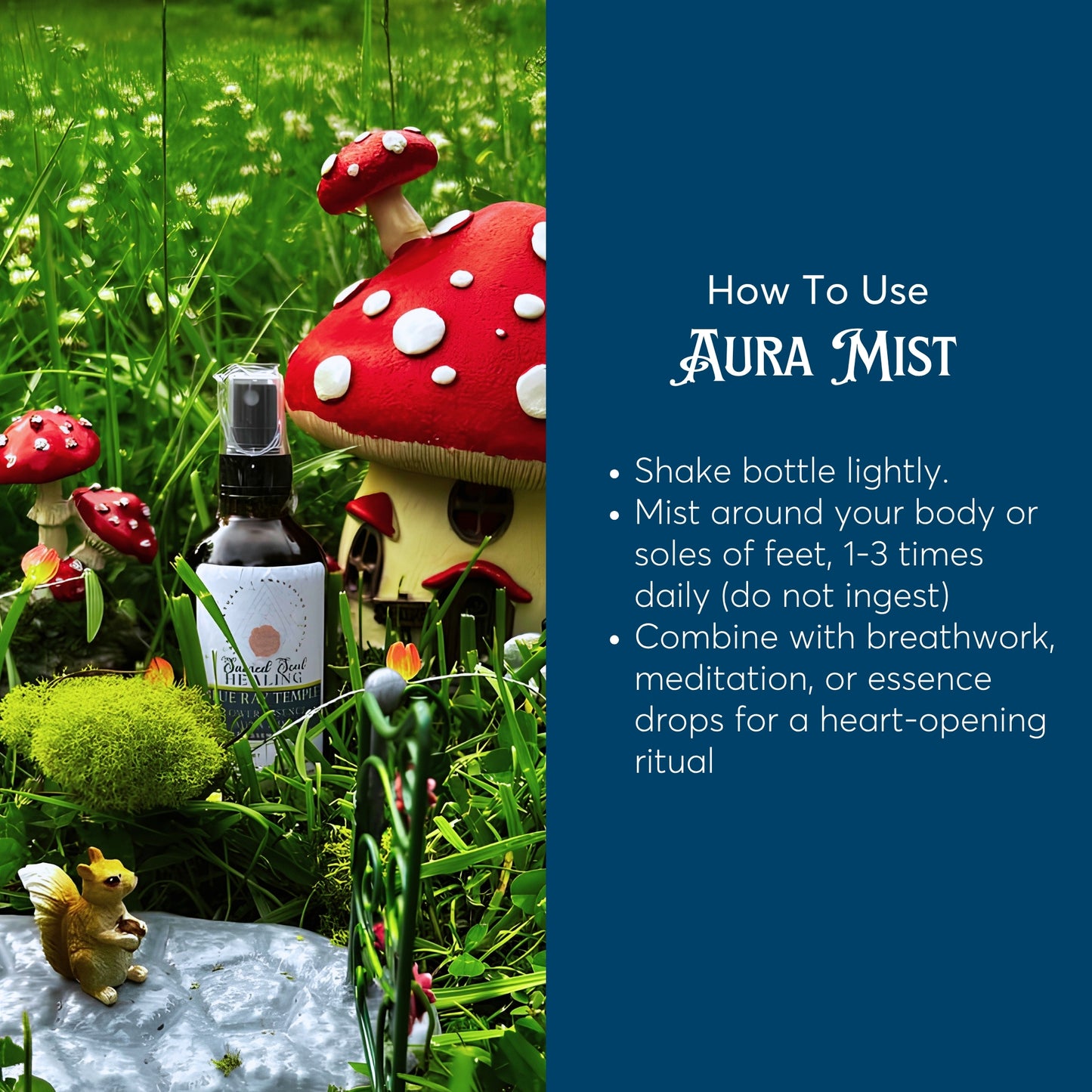 Blue Ray Temple Botanical Aura Mist - Hand-Crafted Floral Aromatic Spray with Biodynamic Brandy - Glass Bottle - Made in Tennessee - Artisan Gift