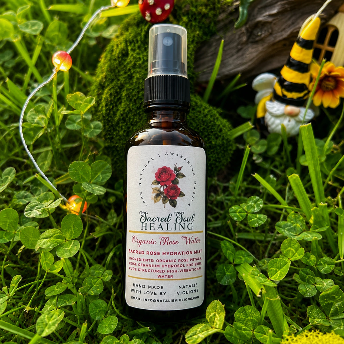 Sacred Rose Botanical Aura Mist - Hand-Crafted Rose Petal Aromatic Spray - Glass Bottle - Small-Batch Artisan Made in Tennessee - Gift