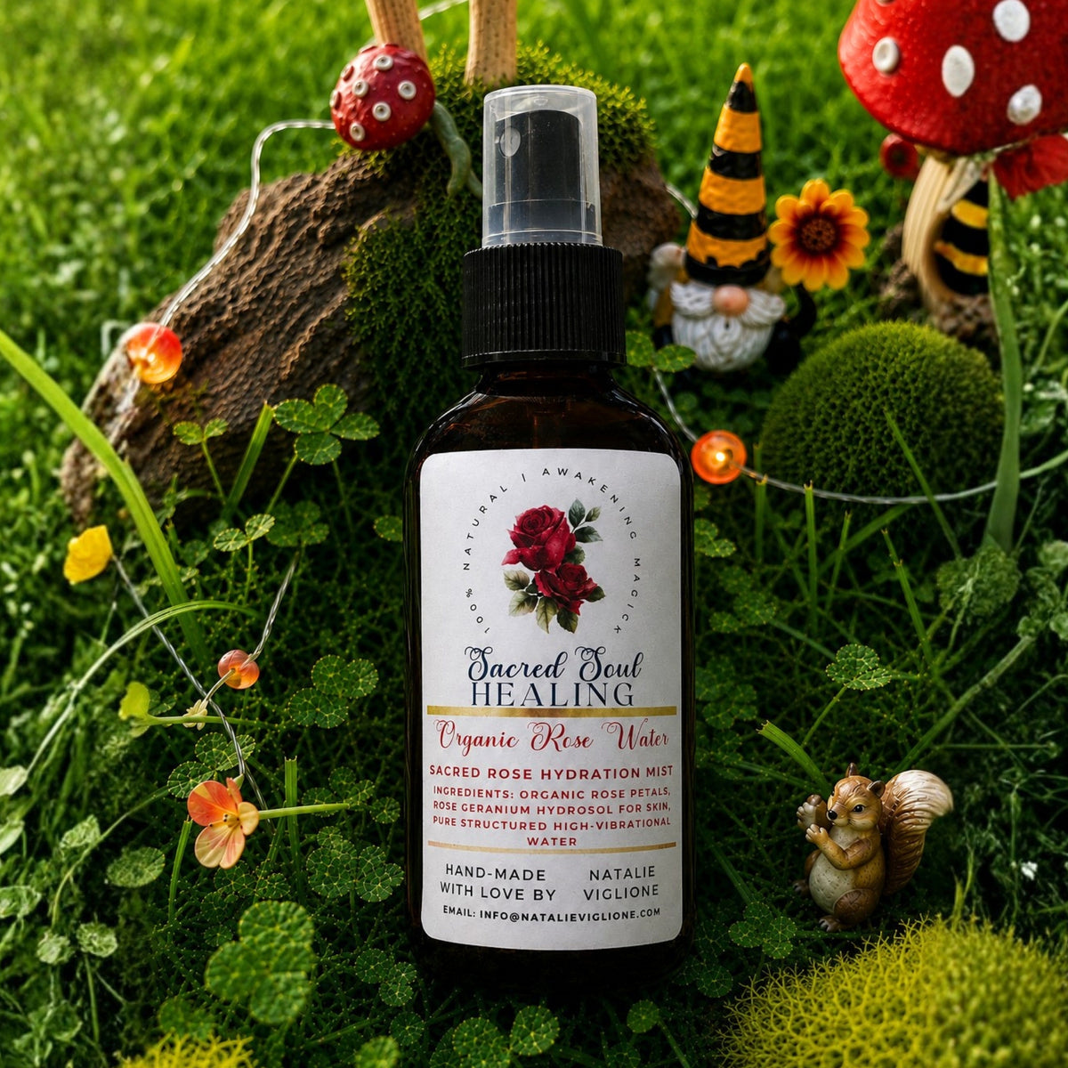Sacred Rose Botanical Aura Mist - Hand-Crafted Rose Petal Aromatic Spray - Glass Bottle - Small-Batch Artisan Made in Tennessee - Gift