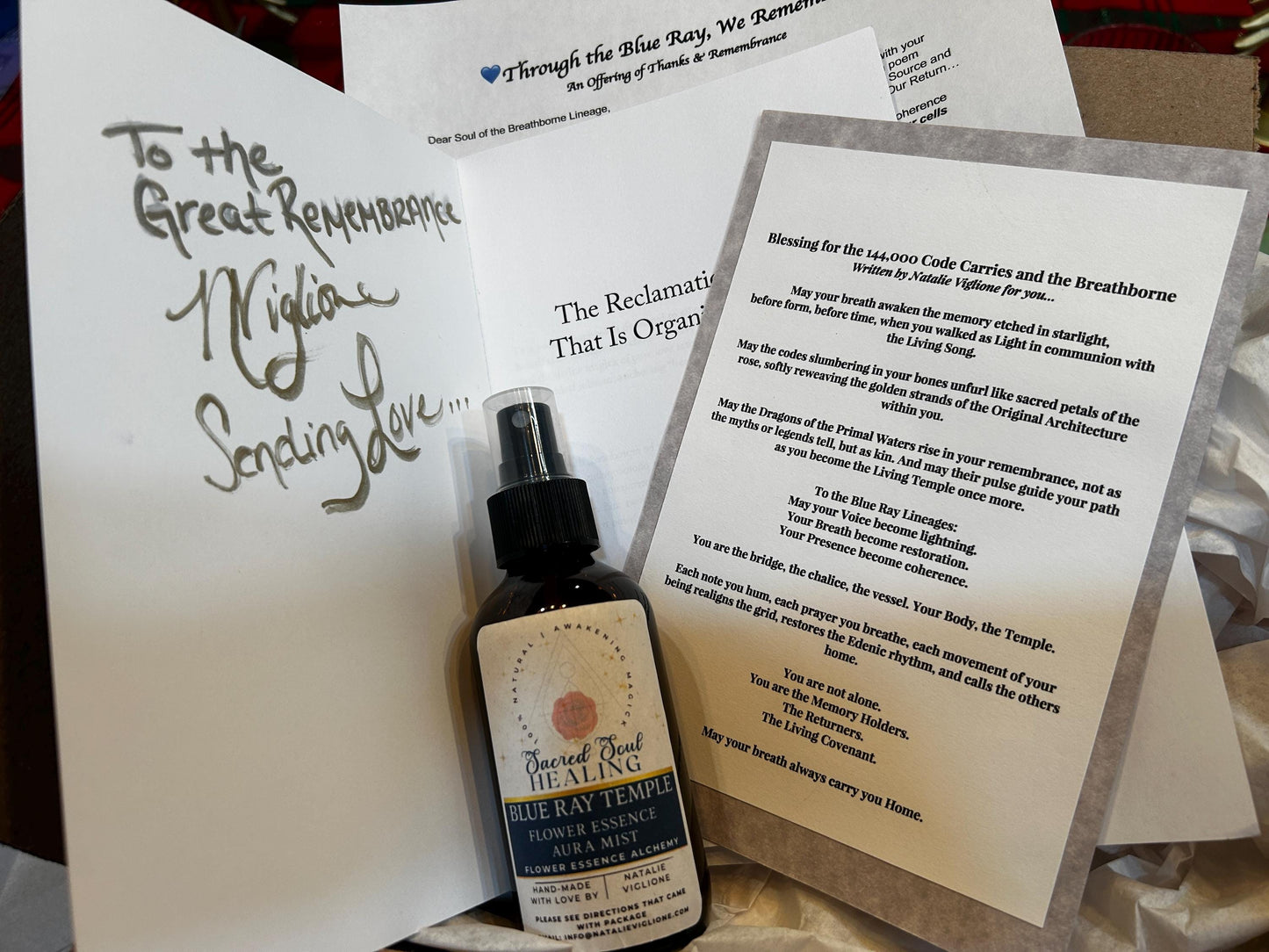 Signed Poetry Chapbook & Botanical Aura Mist Gift Set - Harmony Through the Blue Ray of Creation by Natalie Viglione - Hand-Crafted Limited Edition